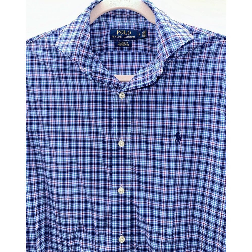 Polo Ralph Lauren Mens Small Classic Fit Performance Long Sleeve Plaid Button Up